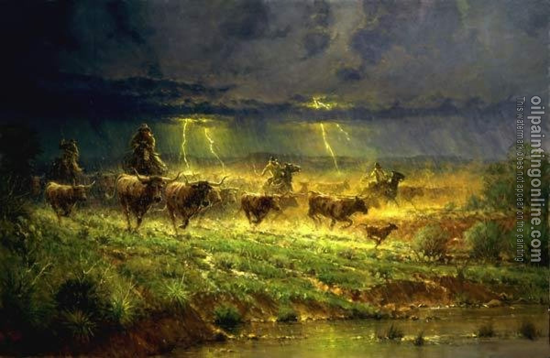 Oil Painting Reproduction - Rawhide and Thunder